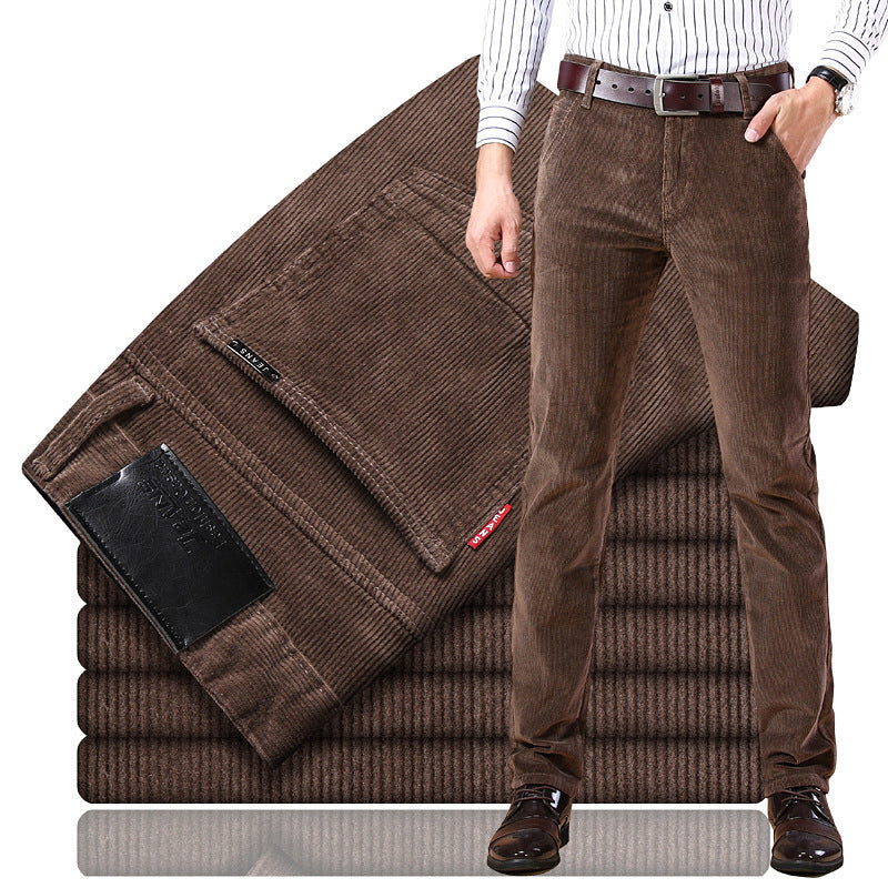 Luca Verdi - Men's Stretch Corduroy Trousers Brown / W28