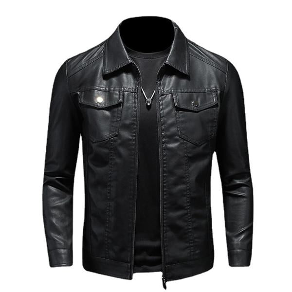 Luca Verdi - Lapel Leather Biker Jacket